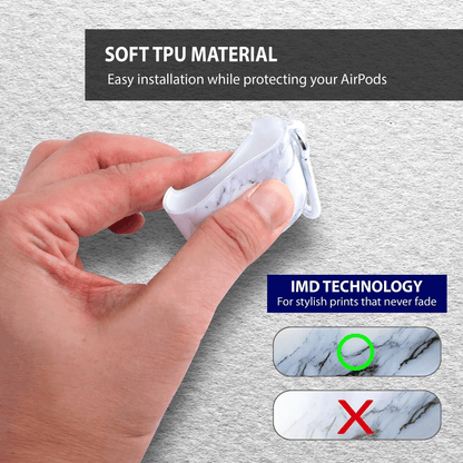 For Airpods Case Marble Glossy Soft TPU Shockproof Protective Cover White 3