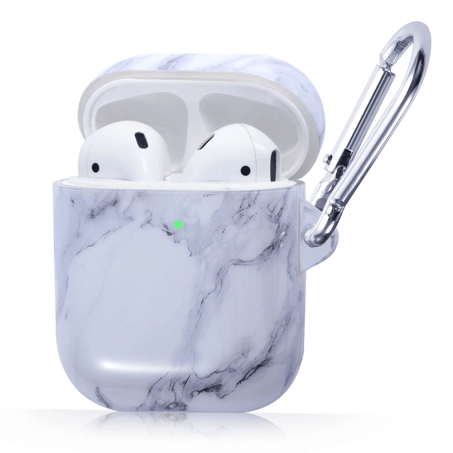 For Airpods Case Marble Glossy Soft TPU Shockproof Protective Cover White
