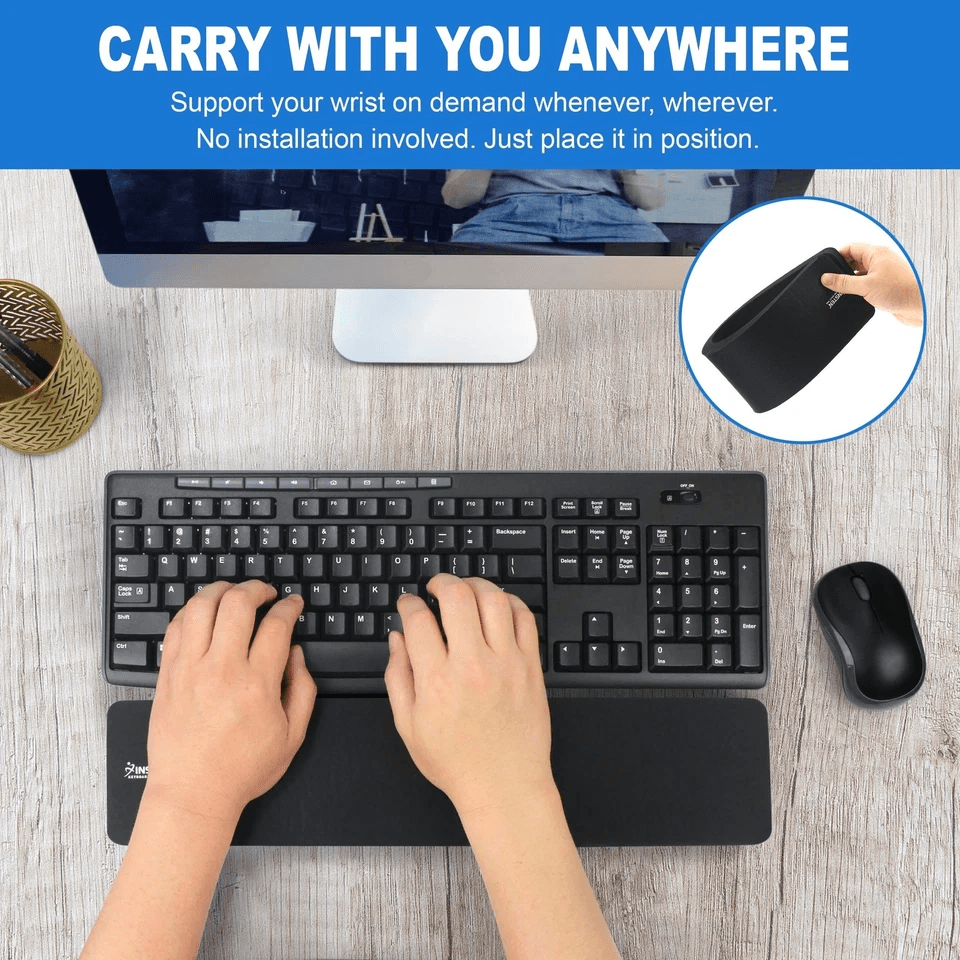 Black Keyboard Wrist Rest Anti Slip Ergonomic Support Cushion Comfort For Typing And Gaming 2