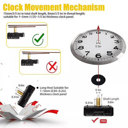 Silent Quartz Wall Clock Movement Mechanism With DIY Replacement Hands Easy Clock Repair Tool Parts 6