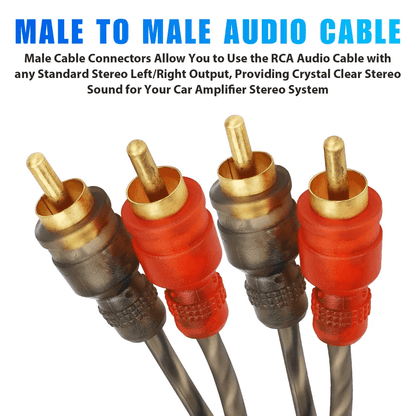 Premium 2Channel RCA Cables Twisted Pair Car Audio Shielded Interconnect Amp Wire With Copper Core  2