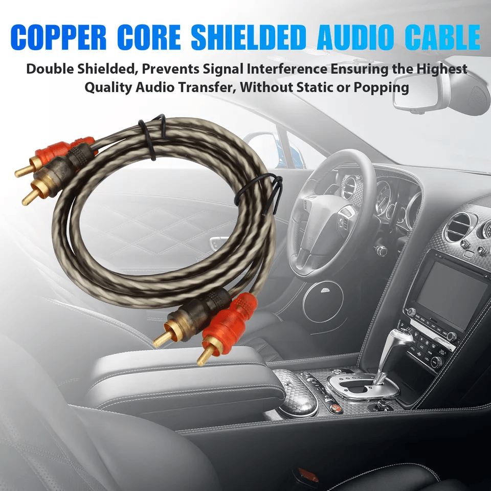 Premium 2Channel RCA Cables Twisted Pair Car Audio Shielded Interconnect Amp Wire With Copper Core  3