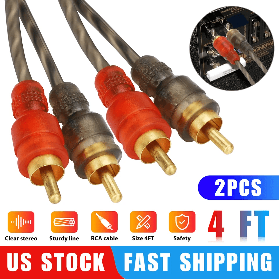 Premium 2Channel RCA Cables Twisted Pair Car Audio Shielded Interconnect Amp Wire With Copper Core  1