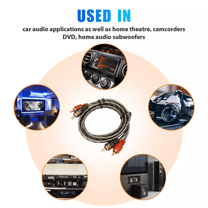 Premium 2Channel RCA Cables Twisted Pair Car Audio Shielded Interconnect Amp Wire With Copper Core  6