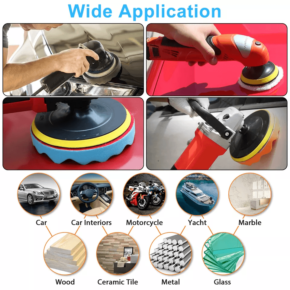 Car Buffing Pads Polishing Sponge Set Waxing Foam Polisher Kit For Drill SwirlFree High Gloss Auto  1