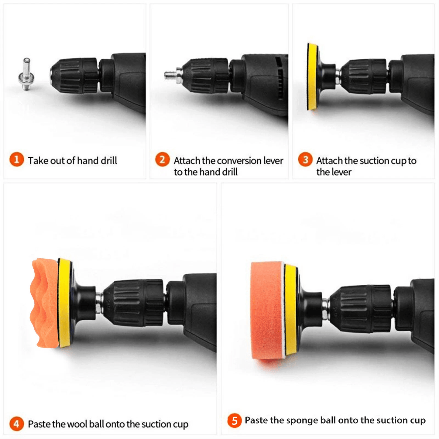 Car Buffing Pads Polishing Sponge Set Waxing Foam Polisher Kit For Drill SwirlFree High Gloss Auto  5