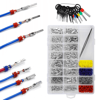 Automotive Electrical Connector Pins Kit , Terminals, 300 Wire Seals, Terminal Removal Tool, Tweezers for Vehicle Wiring