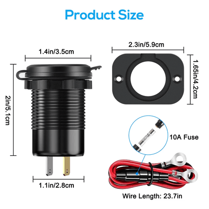 Quad Port Fast Car Charger QC 30  USBC Outlet Socket For Boat RV Marine Charging Voltmeter  Dustpro 6