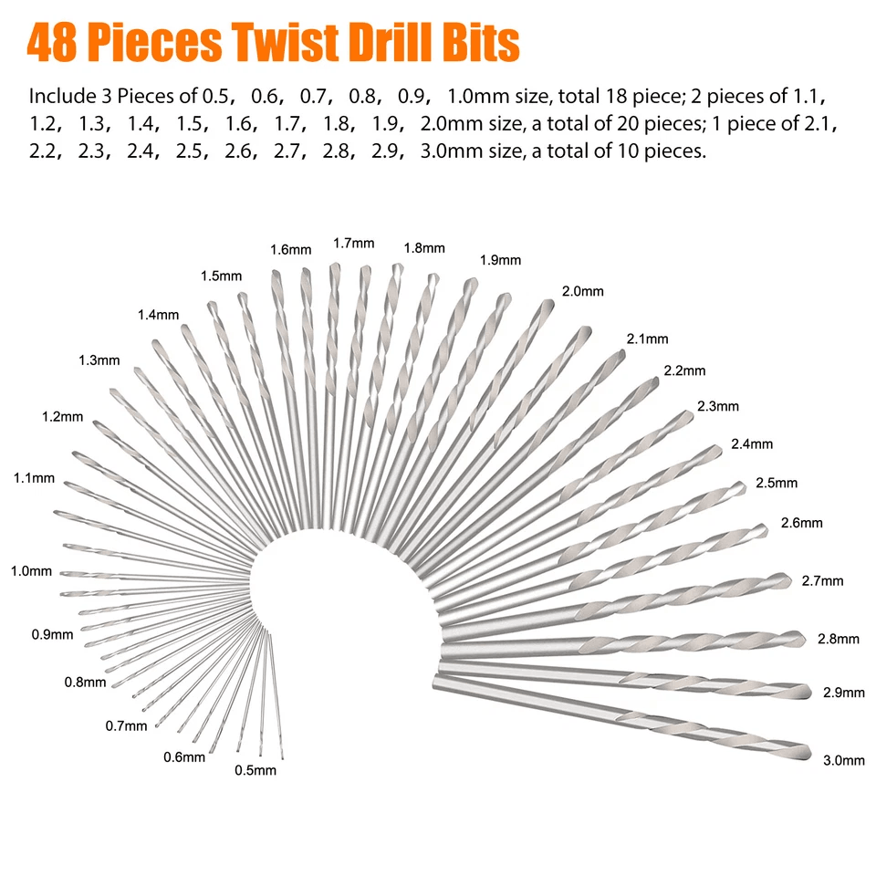 Mini Micro Hand Drill Bits Set With Manual Keyless Chuck Pin Vise Twist Drills PCB Bits Rotary Tool 6