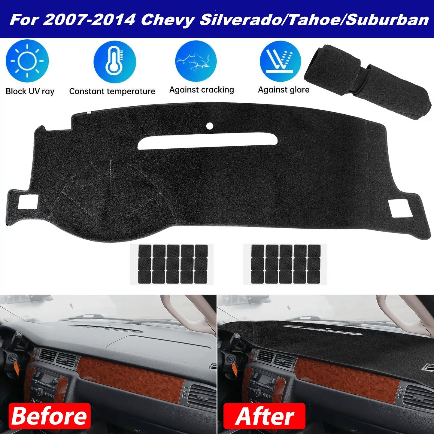 Fit For Chevy Dashboard Pad Dash Cover Mat, Protect Your Interior from Sun Damage & Glares
