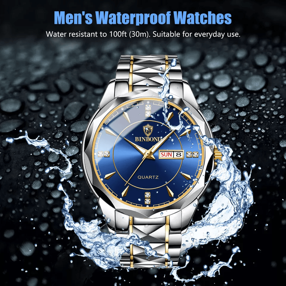 Waterproof Men Stainless Steel Quartz Watch Luminous Dial Classic Business Design 3