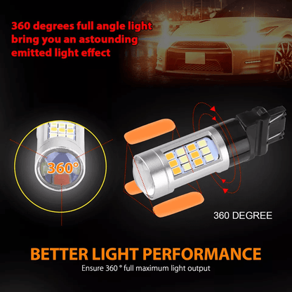 White Amber LED Turn Signal Bulbs DRL Switchback ErrorFree Parking Light Kit 3