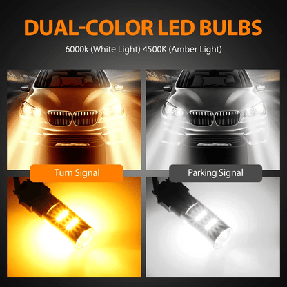 White Amber LED Turn Signal Bulbs DRL Switchback ErrorFree Parking Light Kit 1