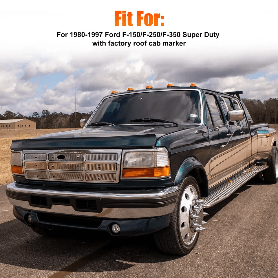Smoked 5Pcs Amber LED Roof Cab Marker Lights Kit Fits Ford Pickup Plug  Play Replacement 3