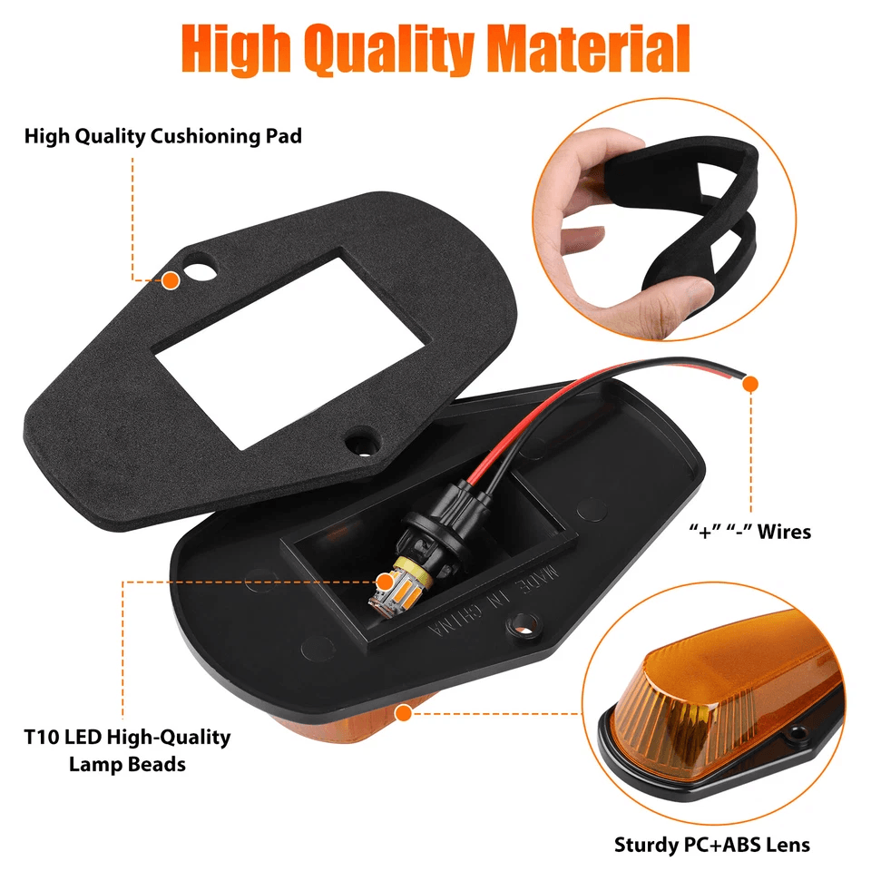 Smoked 5Pcs Amber LED Roof Cab Marker Lights Kit Fits Ford Pickup Plug  Play Replacement 4