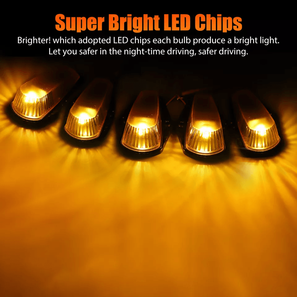 Smoked 5Pcs Amber LED Roof Cab Marker Lights Kit Fits Ford Pickup Plug  Play Replacement 1