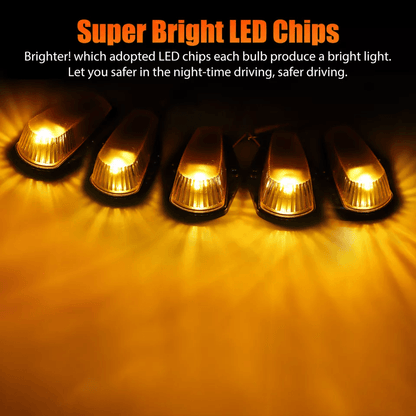 Smoked 5Pcs Amber LED Roof Cab Marker Lights Kit Fits Ford Pickup Plug  Play Replacement 1