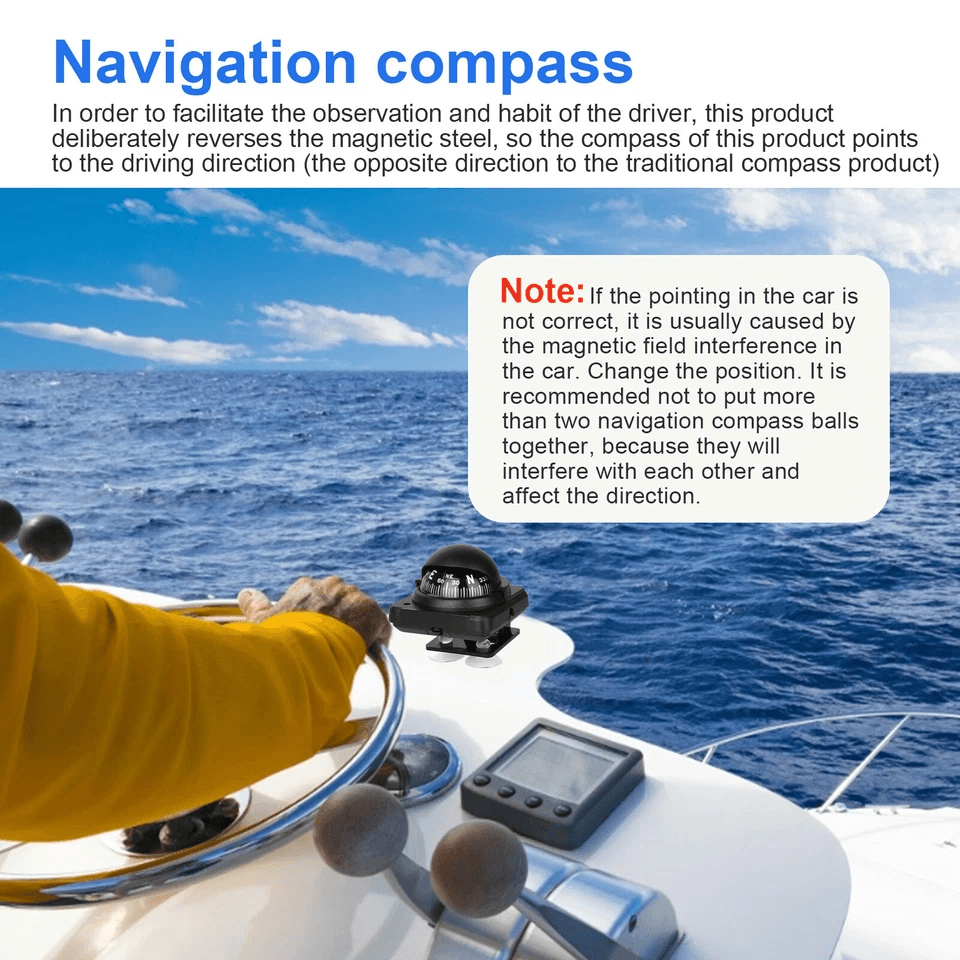 MultiAngle Adjustable Dashboard Compass Ball For Car Boat Marine And Truck Navigation Includes Adhe 5