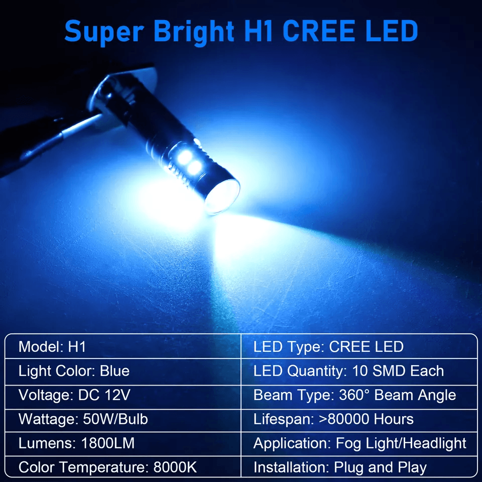 LED DRL Bulbs Fog Driving Light Conversion Kit Super Bright Ice Blue CREE Plug  Play For Daytime  N 6