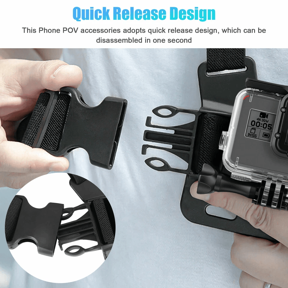 Chest Harness Body Strap Mount Accessories Adjustable HandsFree Phone Holder For IPhone Android  Go 1
