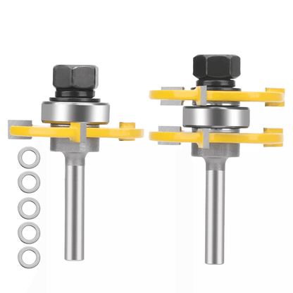 Tongue and Groove Router Bit Set, Shank, Teeth Adjustable T-Shape Woodworking Cutter