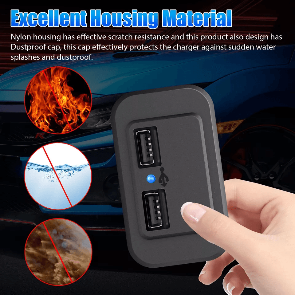 Fast Dual USB Car Charger Socket Power Outlet Adapter For Boat RV 3