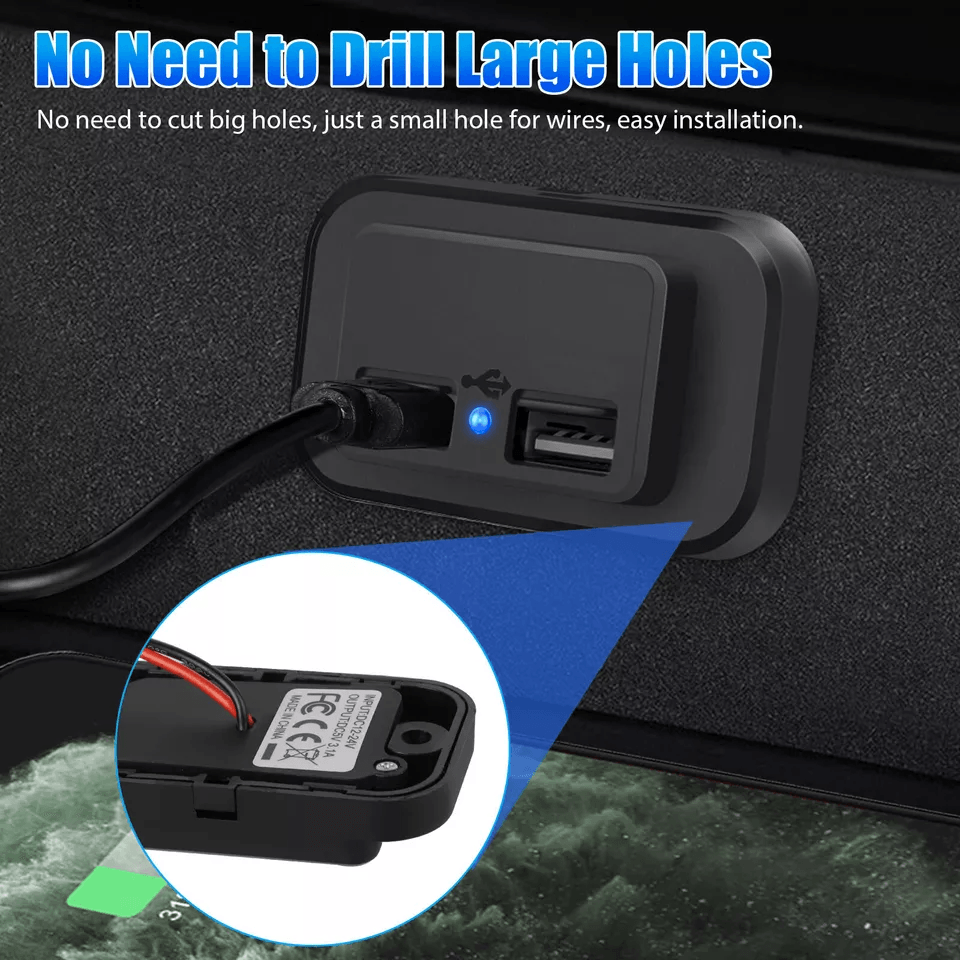 Fast Dual USB Car Charger Socket Power Outlet Adapter For Boat RV 1
