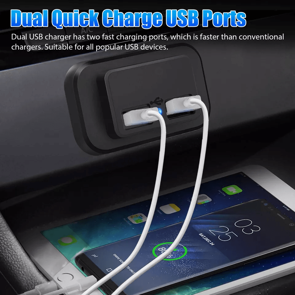 Fast Dual USB Car Charger Socket Power Outlet Adapter For Boat RV 4