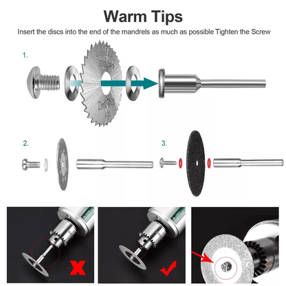 Rotary Tool Accessories W Mandrel Universal Cutting Wheel Set Drill For Dremel Compatible With Wood 7