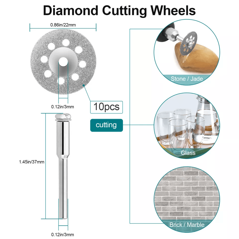 Rotary Tool Accessories W Mandrel Universal Cutting Wheel Set Drill For Dremel Compatible With Wood 6