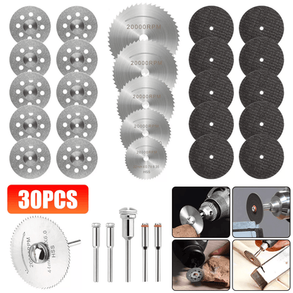 Rotary Tool Accessories w/ Mandrel, Universal Cutting Wheel Set Drill for Dremel Compatible with Wood, Metal & Tile