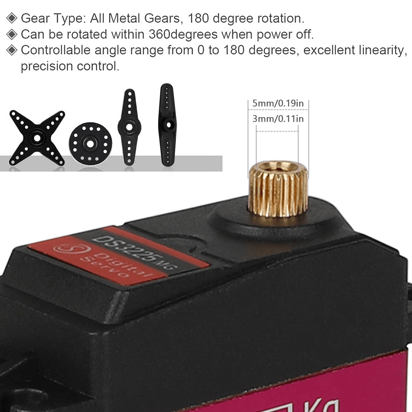 25KG Waterproof Digital Servo Metal Gear High Torque  Speed For RC Car  2Pcs Set 5