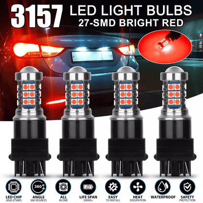 LED Red Strobe Brake Light Bulbs, Tail Blinking Stop Lamps for Enhanced Road Safety