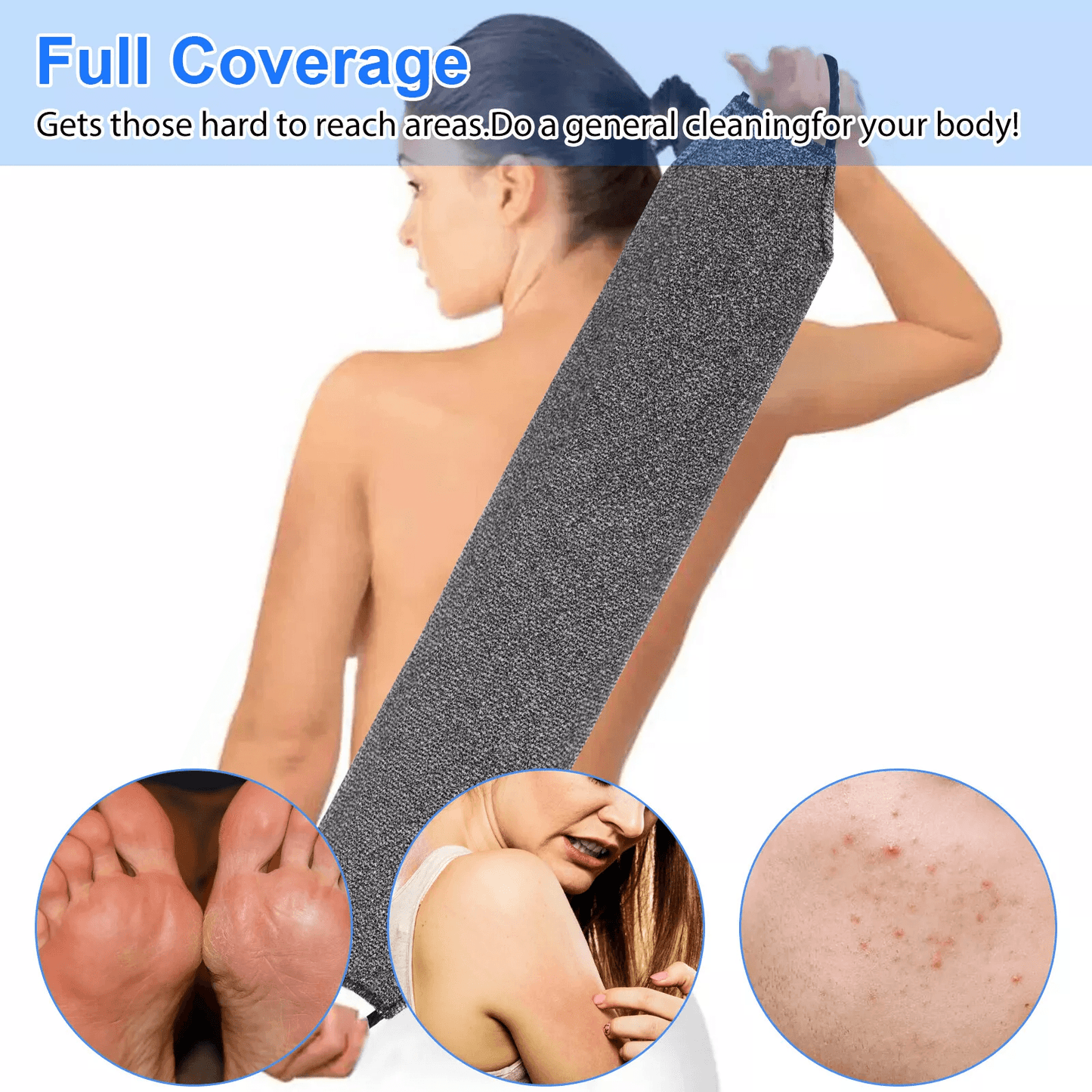 Exfoliating Back Scrubber Towel Strip For Shower Bath  Soft Skin Body Wash Cloth For Spa And Exfoli 1