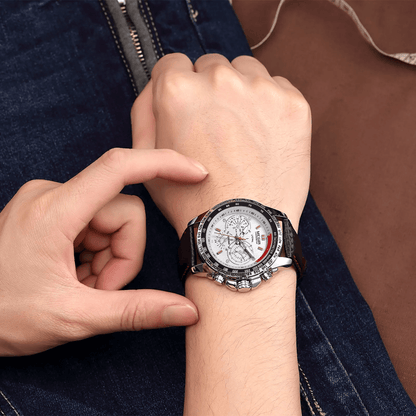 Waterproof MEGIR Mens Stainless Steel Analog Sports Quartz Military Wrist Watch  Stylish Leather Ba 5