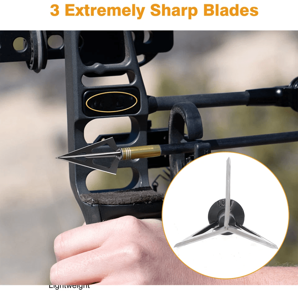 3 Blade Grain Hunting Broadheads Compatible With Crossbow  Compound Bow 2