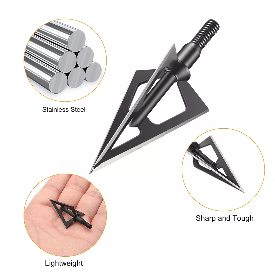 3 Blade Grain Hunting Broadheads Compatible With Crossbow  Compound Bow 3