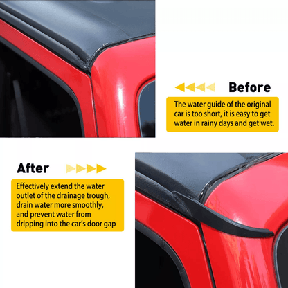 20072018 Jeep Wrangler JK Rain Gutter Extension  Water Diversion Shield For Roof Protection 3