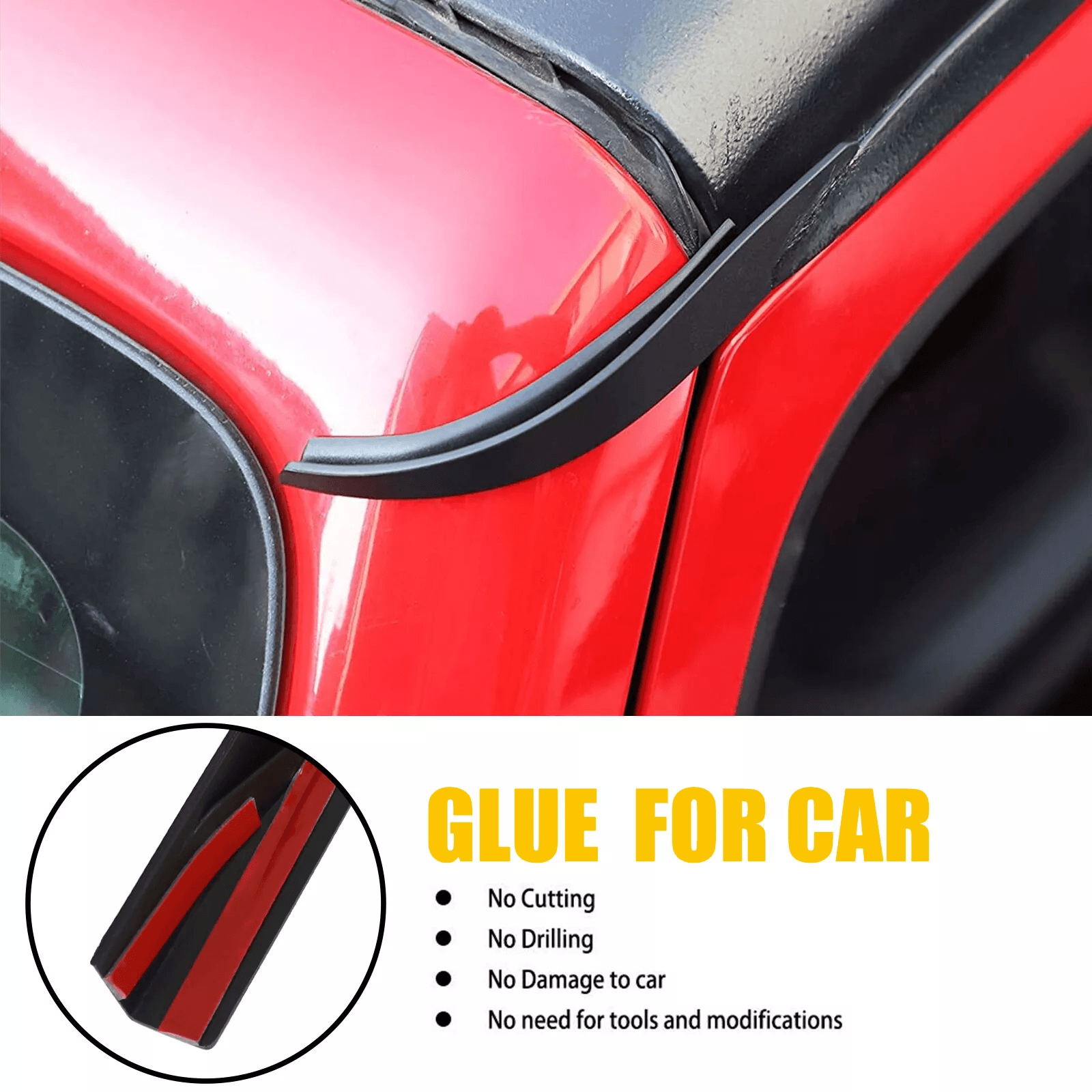 20072018 Jeep Wrangler JK Rain Gutter Extension  Water Diversion Shield For Roof Protection 4
