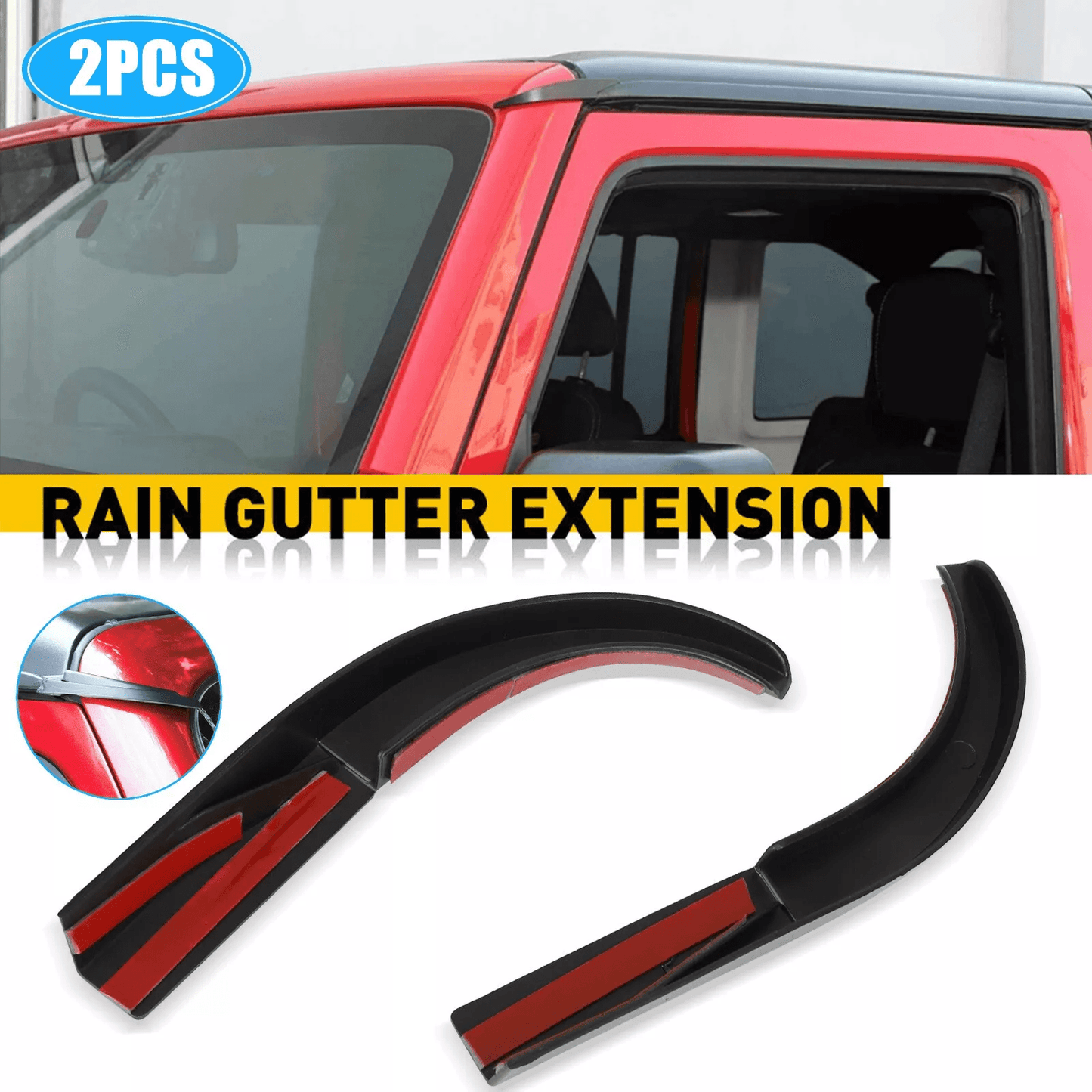 2007-2018 Jeep Wrangler JK Rain Gutter Extension – Water Diversion Shield for Roof Protection