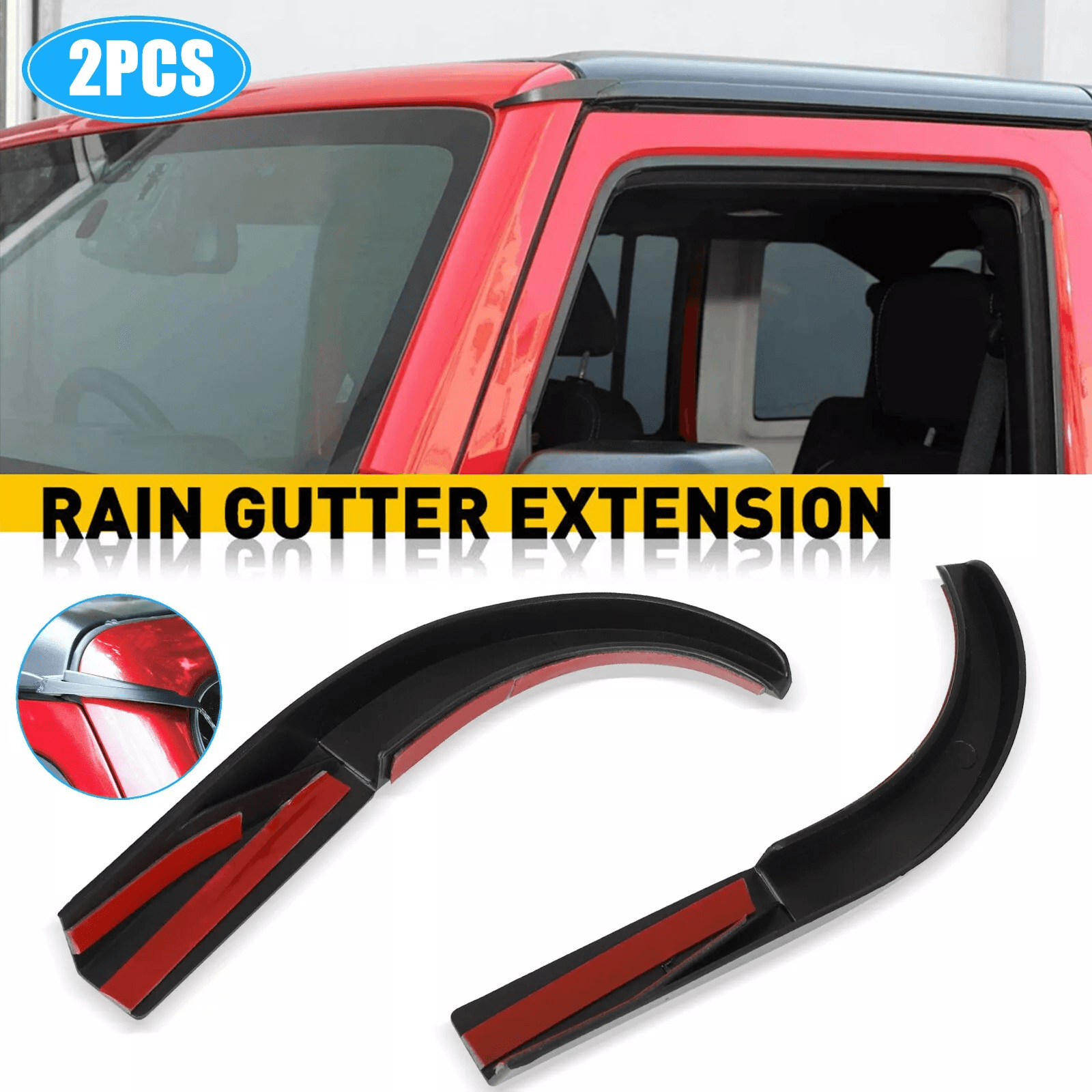 2007-2018 Jeep Wrangler JK Rain Gutter Extension – Water Diversion Shield for Roof Protection