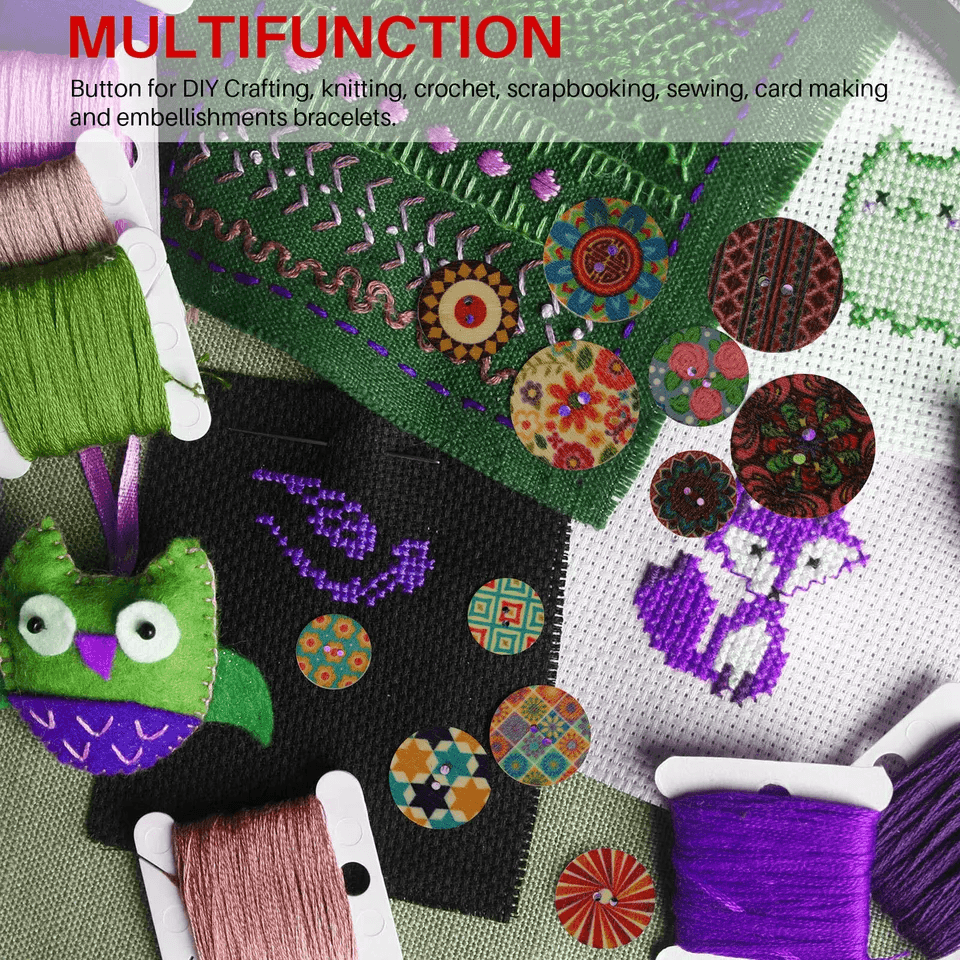Lot Of Wooden Art Buttons 2Hole Mixed Colors For DIY Sewing Scrapbooking  Crafts 2
