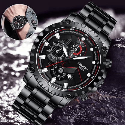 Waterproof Men's Luxury Watch, Stainless Steel Quartz Luminous Classic Wristwatch for Business, Outdoor & Daily Wear