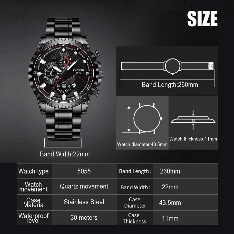 Waterproof Mens Luxury Watch Stainless Steel Quartz Luminous Classic Wristwatch For Business Outdoo 7