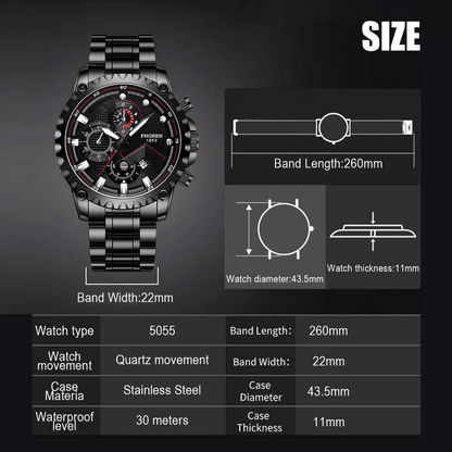Waterproof Mens Luxury Watch Stainless Steel Quartz Luminous Classic Wristwatch For Business Outdoo 7