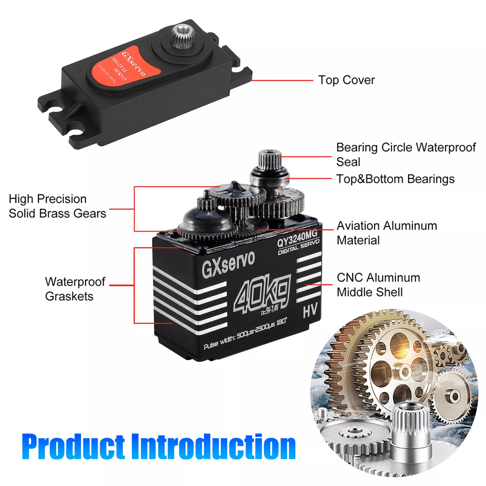 40KG Metal Gear Waterproof Digital Servo High Torque For 18 110 RC Car  Precision Steering Control 3