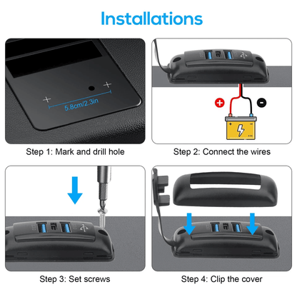Dual USB  PD Charger Socket Panel For Car RV Boat Truck 4