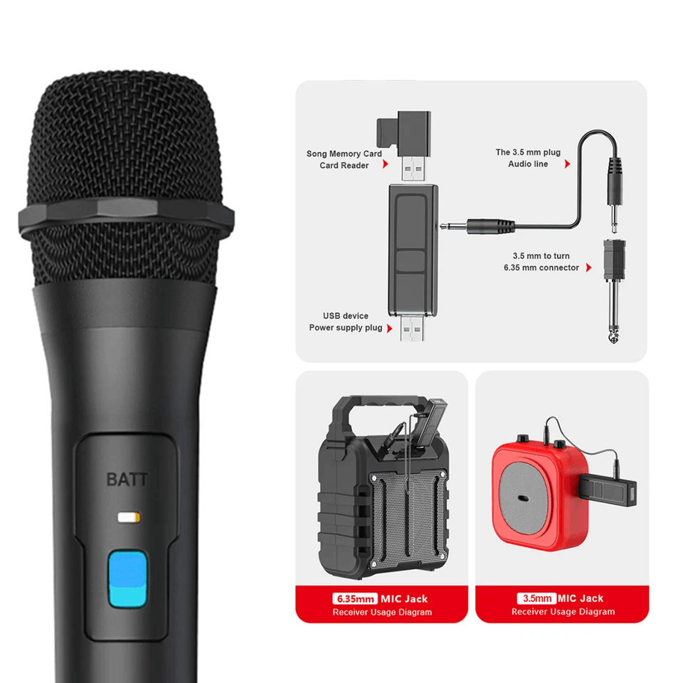 Professional VHF Handheld Wireless Microphone System With USB Receiver Ideal For Karaoke Events And 2