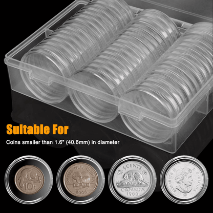50X Coin Holder Capsules Case 406mm Clear With Storage Box For Silver Dollar Perfect For Coin Colle 1