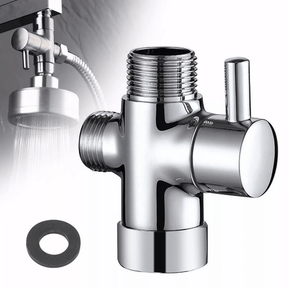 Shower Head Diverter Valve 3-Way T-Adapter with Water Splitter Tap Switch, Universal Connection for Fixed & Handheld